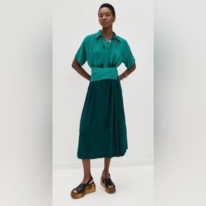 ELISAMAMA African Green Dip-Dye Issa Midi Dress